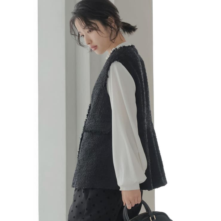 ファンシーツイードぺプラムベスト | Re:EDIT | 詳細画像7 