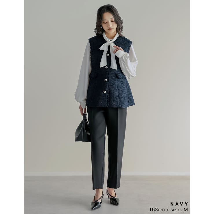 ファンシーツイードぺプラムベスト | Re:EDIT | 詳細画像10 