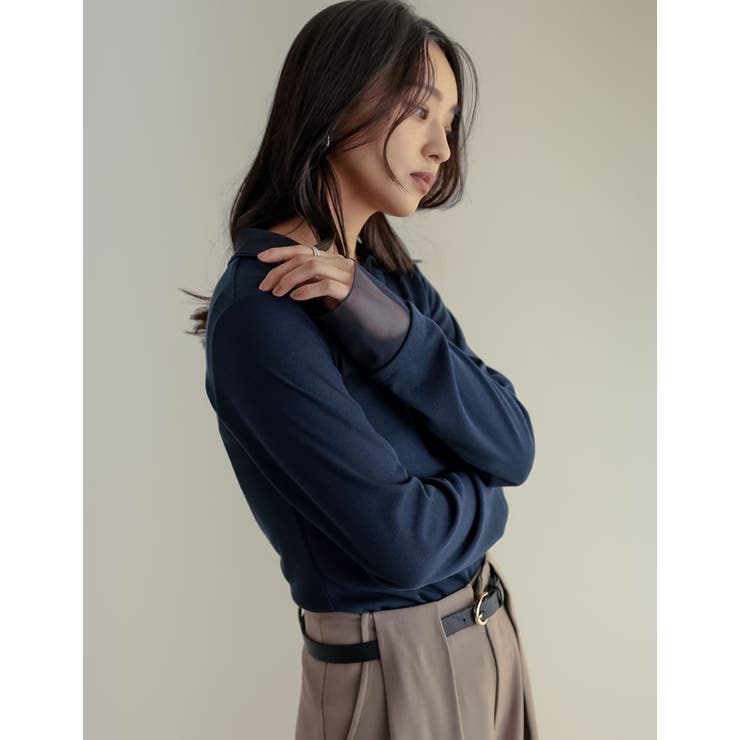 [2026S S COLLECTION]リブカットソーチュールレイヤード風ポロト… | Re:EDIT | 詳細画像12 