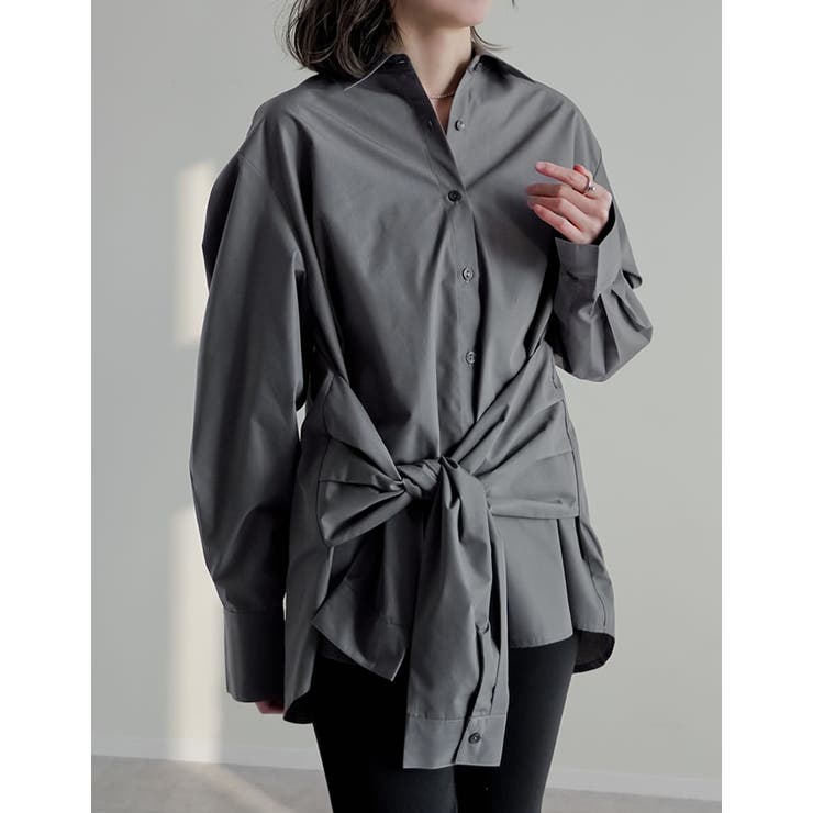 チャコールグレー(703) | [2026S S COLLECTION]ブロード無地＆ストライプウエスト巻きデザ… | Re:EDIT