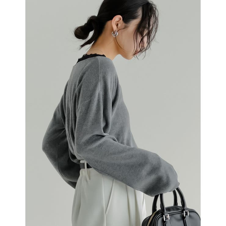 オーバーサイズレースVネックニットチュニック | Re:EDIT | 詳細画像16 