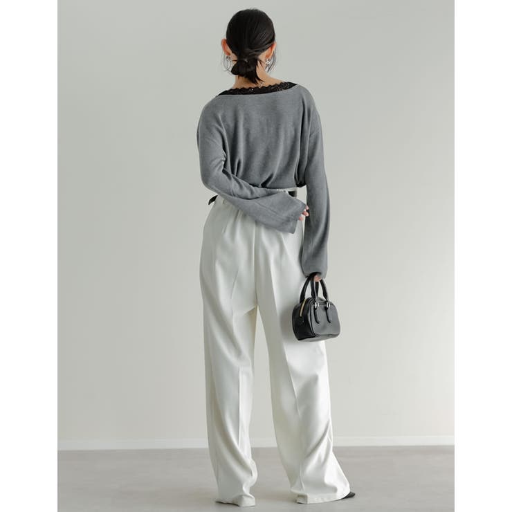 オーバーサイズレースVネックニットチュニック | Re:EDIT | 詳細画像17 