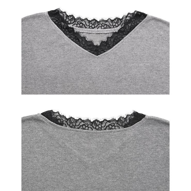 オーバーサイズレースVネックニットチュニック | Re:EDIT | 詳細画像22 