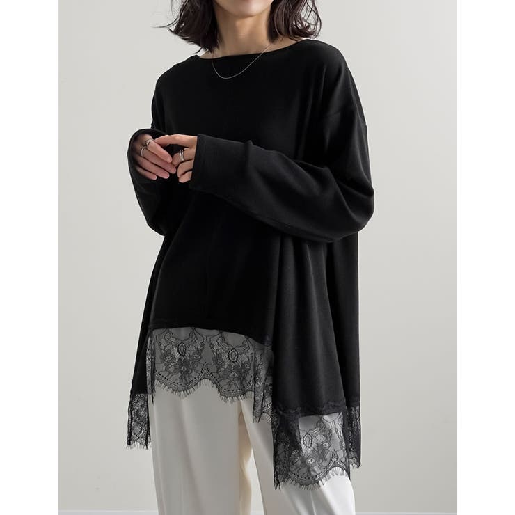 [2026S S COLLECTION]リブニットソーランダムレースヘムチュニッ… | Re:EDIT | 詳細画像4 