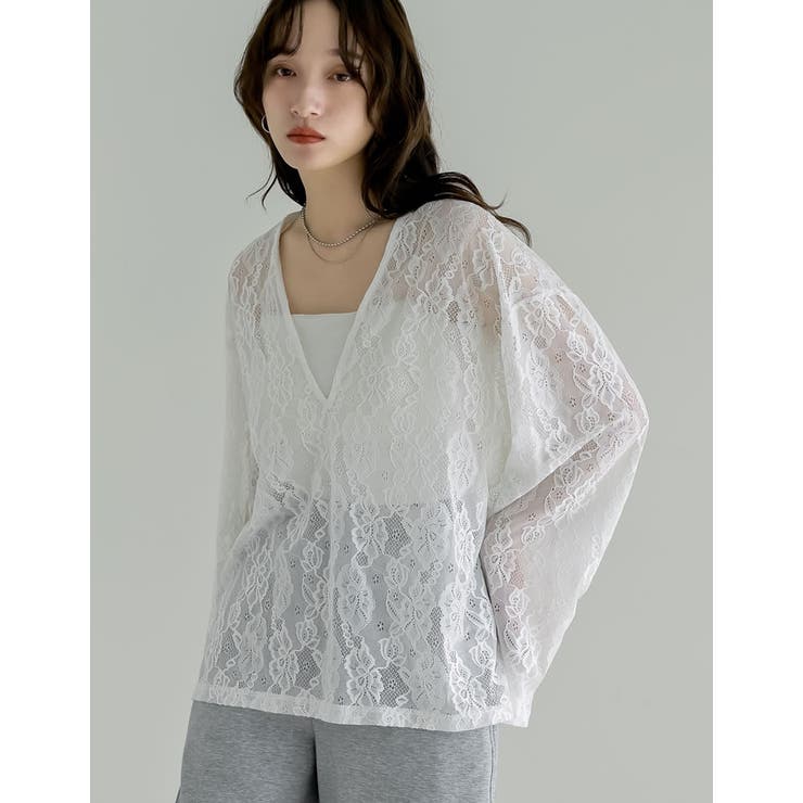 [2026S S COLLECTION]深Vネック総レースシアープルオーバーチュ… | Re:EDIT | 詳細画像11 