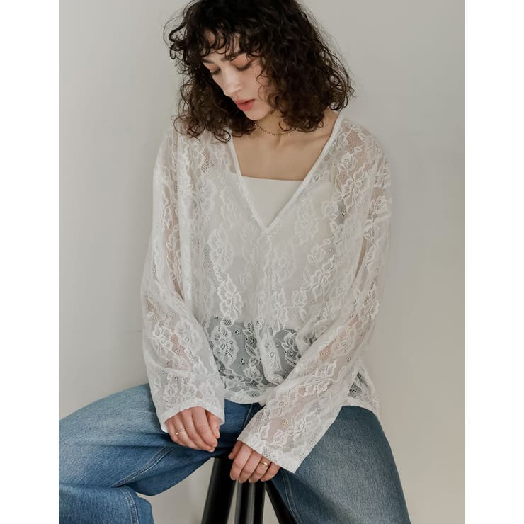 [2026S S COLLECTION]深Vネック総レースシアープルオーバーチュ… | Re:EDIT | 詳細画像3 