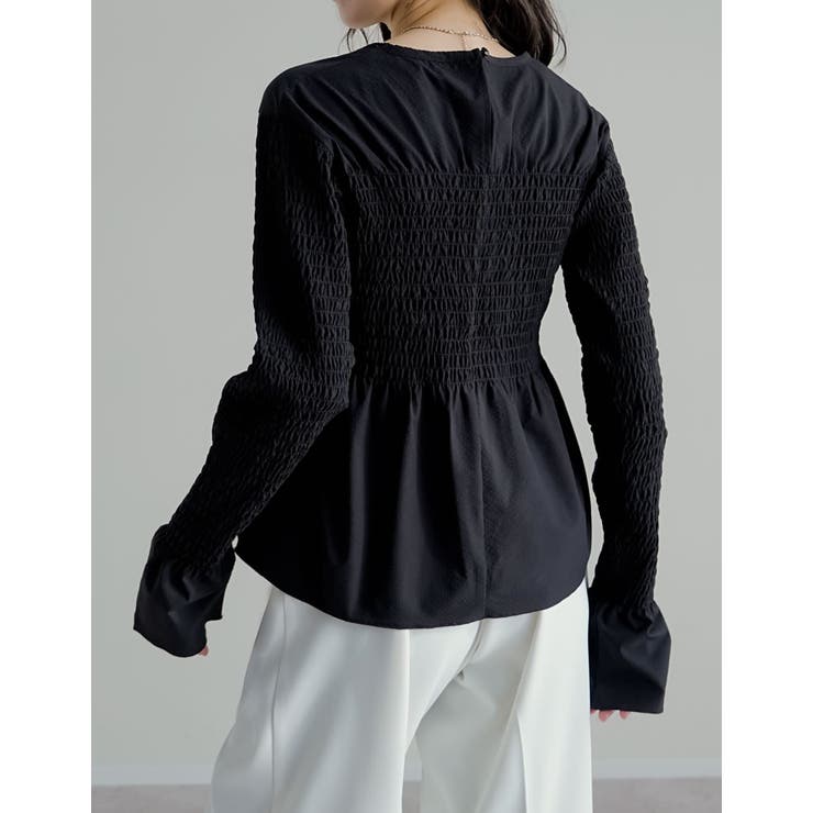 [2026S/S COLLECTION]ギンガムチェックシャーリングブラウス | Re:EDIT | 詳細画像14 