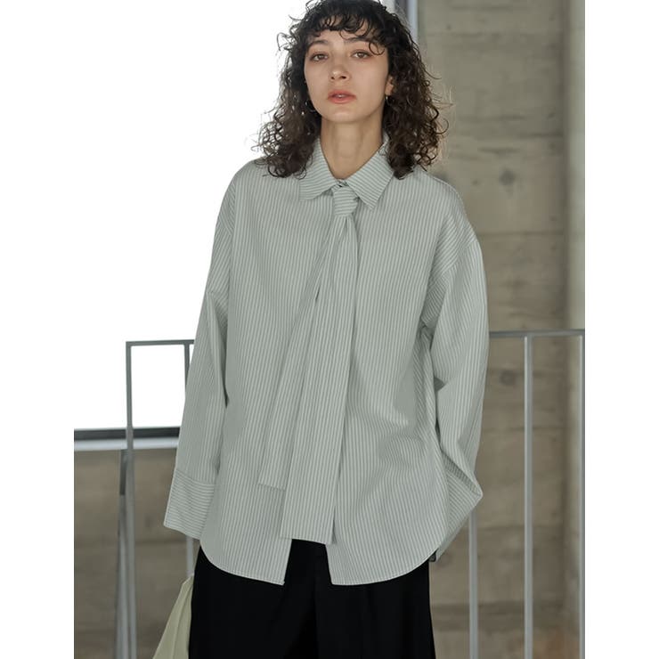 ミント(609) | [2026S S COLLECTION]ボウタイビッグリボンサッカーストライプシ… | Re:EDIT