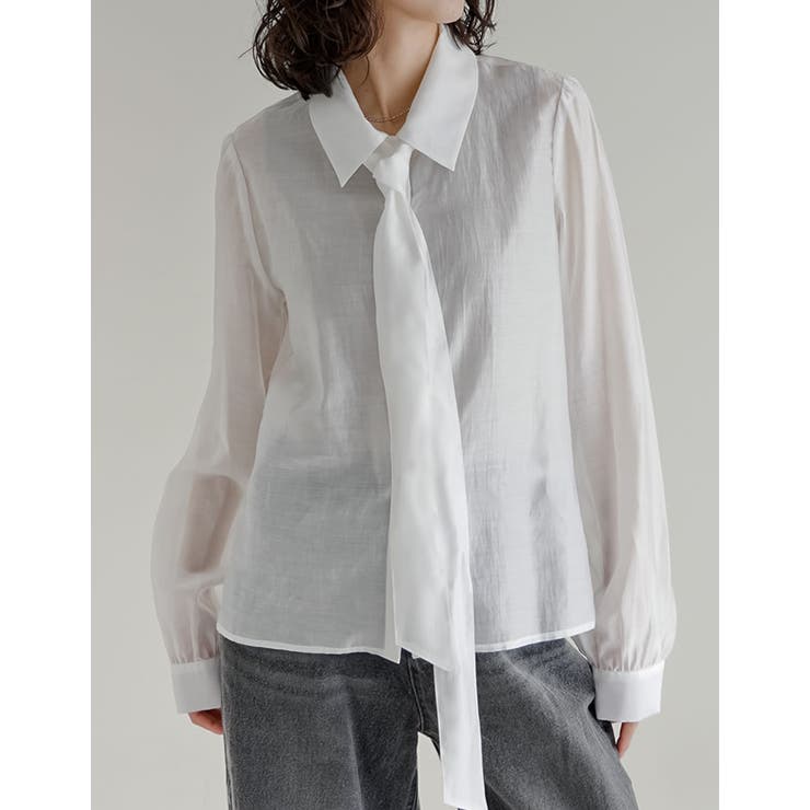 アイボリー(604) | [2026S S COLLECTION]マルチウェイドットor無地リボンタイ付き… | Re:EDIT