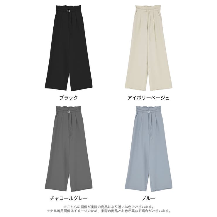 [低身長/高身長サイズ有]ツイル細ベルト付ハイウエストワイドパンツ | Re:EDIT | 詳細画像18 