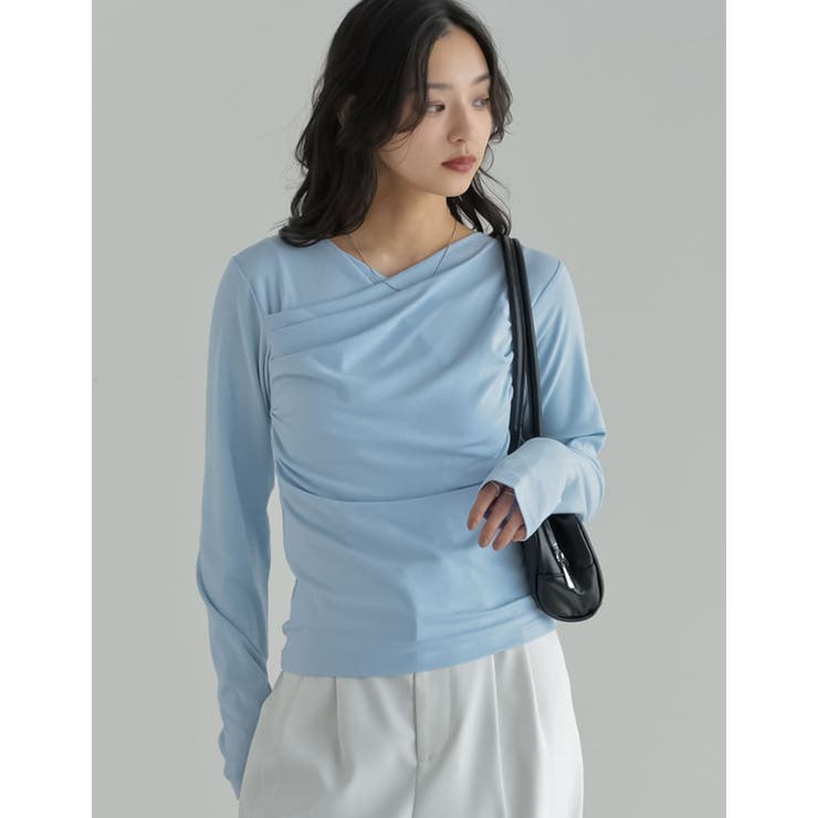 ライトブルー(611) | [2026S S COLLECTION]アンチピリングカシュクールドレープトップ… | Re:EDIT