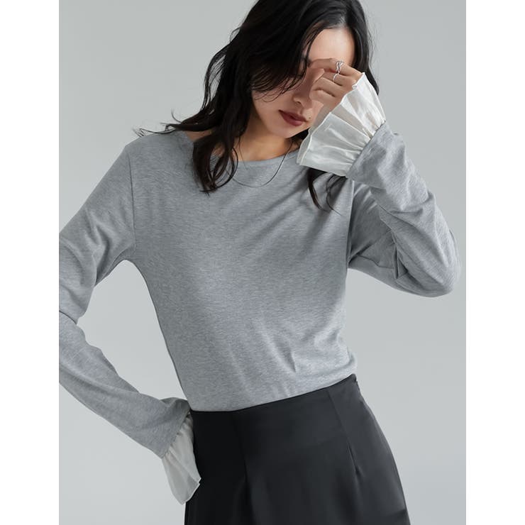 アンチピリング袖シアーフレアトップス | Re:EDIT | 詳細画像15 