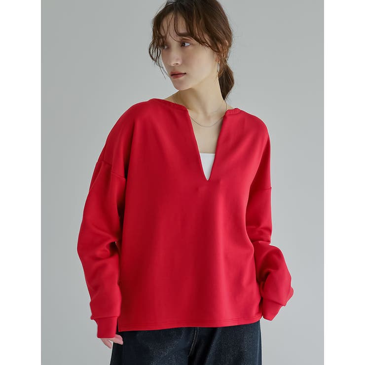 レッド(506) | [UVカット][接触冷感][シワになりにくい]マシュマロポンチスキッパートップス | Re:EDIT