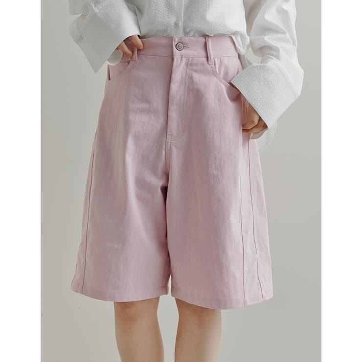 ピンク(507) | [2026S/S COLLECTION]コットン混デニムハーフパンツ | Re:EDIT