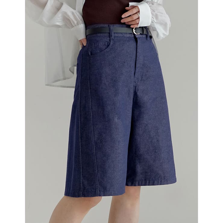 インディゴ(711) | [2026S/S COLLECTION]コットン混デニムハーフパンツ | Re:EDIT