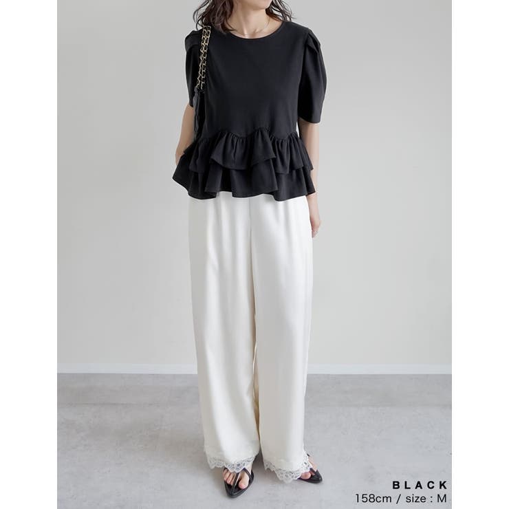 [接触冷感][UVカット][アンチピリング]ランダムフリルヘム半袖Tシャツ | Re:EDIT | 詳細画像13 