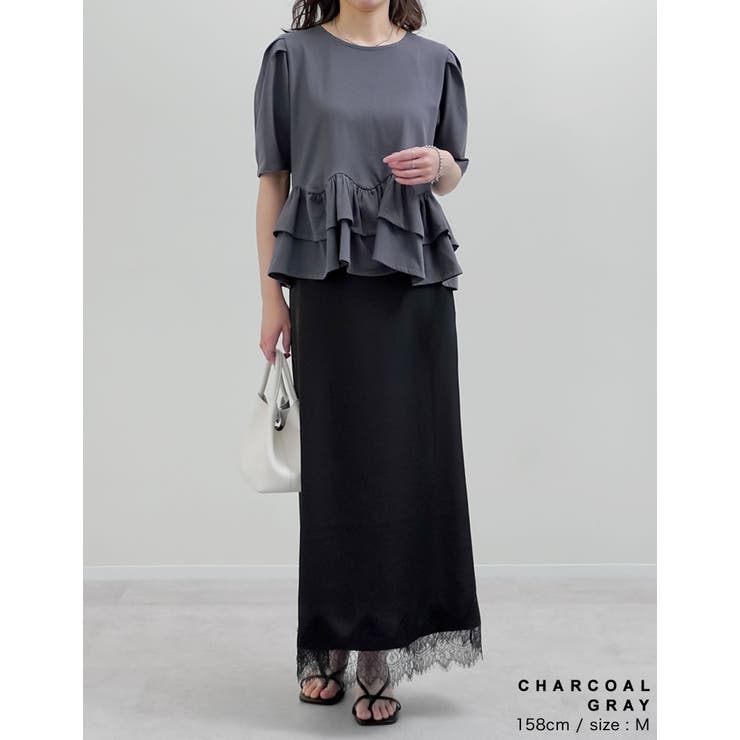 [接触冷感][UVカット][アンチピリング]ランダムフリルヘム半袖Tシャツ | Re:EDIT | 詳細画像15 