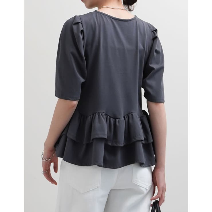 [接触冷感][UVカット][アンチピリング]ランダムフリルヘム半袖Tシャツ | Re:EDIT | 詳細画像24 