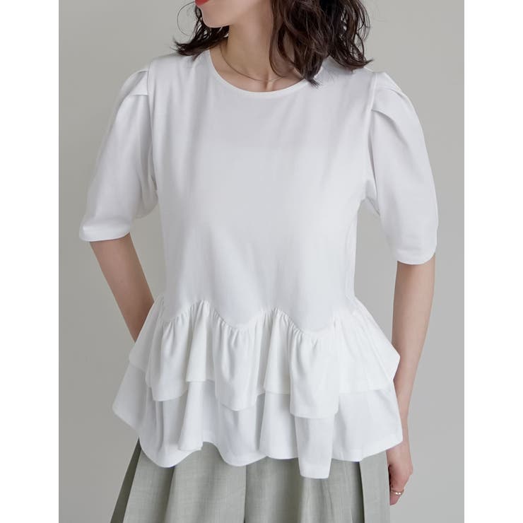 [接触冷感][UVカット][アンチピリング]ランダムフリルヘム半袖Tシャツ | Re:EDIT | 詳細画像27 