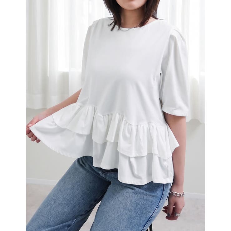 [接触冷感][UVカット][アンチピリング]ランダムフリルヘム半袖Tシャツ | Re:EDIT | 詳細画像28 