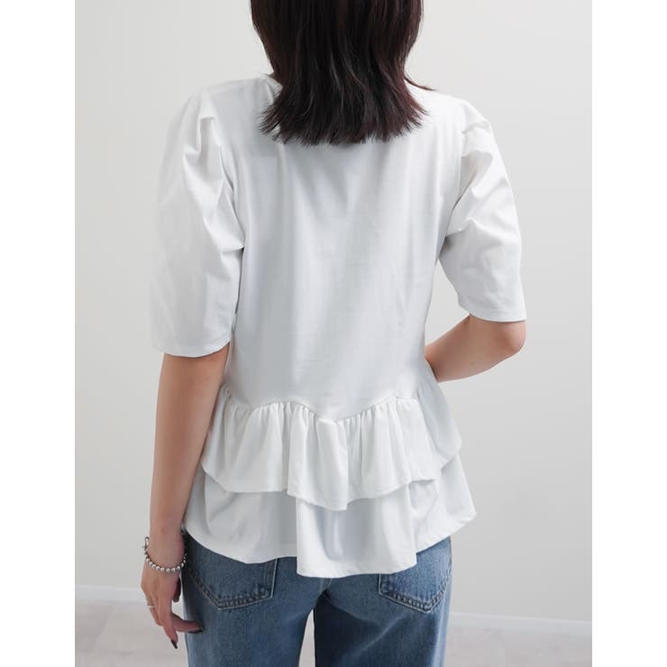 [接触冷感][UVカット][アンチピリング]ランダムフリルヘム半袖Tシャツ | Re:EDIT | 詳細画像31 