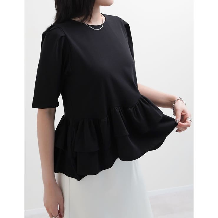 [接触冷感][UVカット][アンチピリング]ランダムフリルヘム半袖Tシャツ | Re:EDIT | 詳細画像37 