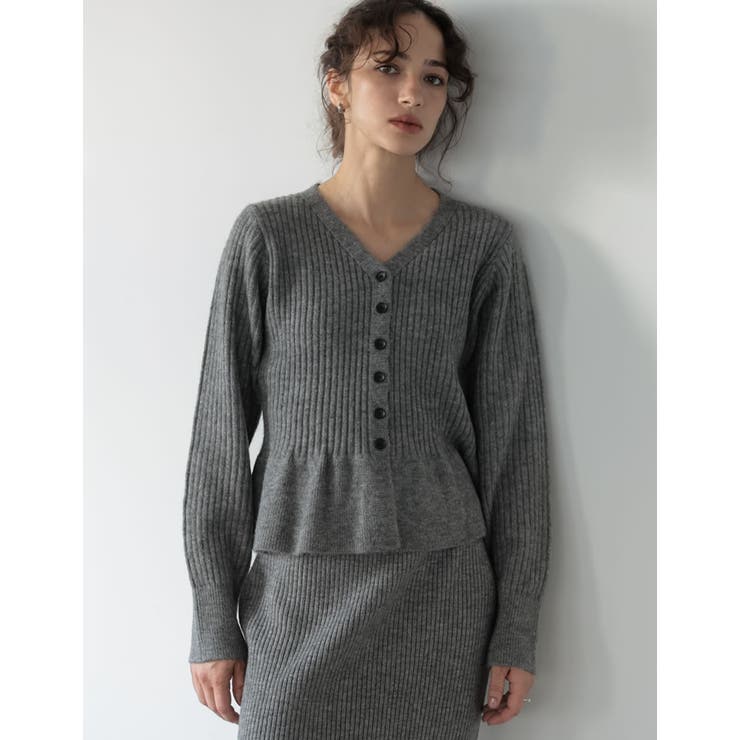 [2026AW COLLECTION]アルパカタッチVネックリブニットぺプラムカ… | Re:EDIT | 詳細画像12 