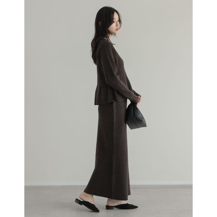 [2026AW COLLECTION]アルパカタッチVネックリブニットぺプラムカ… | Re:EDIT | 詳細画像21 