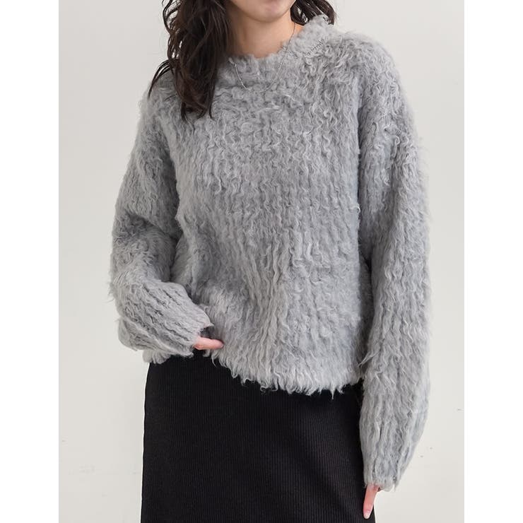 グレー(503) | [TREND ITEM COLLECTION]ウェーブブラッシュシャギーニットト… | Re:EDIT