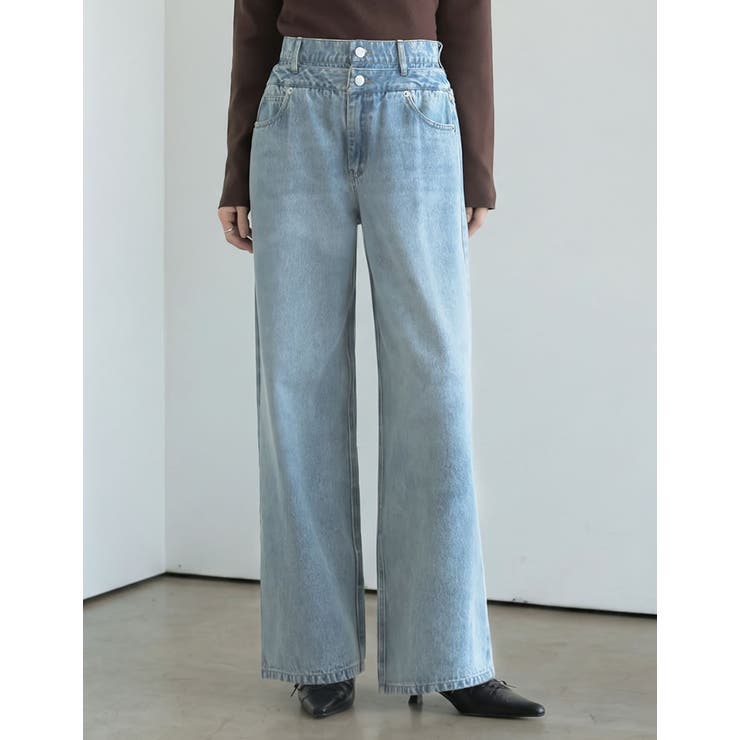 ブルー(511) | [2026AW COLLECTION][低身長 高身長サイズ有]ダブルウエストワ… | Re:EDIT