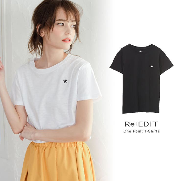 大人カジュアルにおすすめなベーシックtシャツ ワンポイント刺繍半袖tシャツ 品番 Gs Re Edit リエディ のレディース ファッション通販 Shoplist ショップリスト