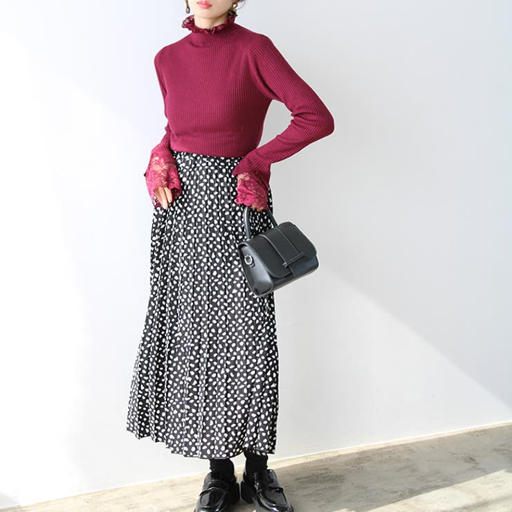 レース付ハイネックリブニットトップス | GeeRA | 詳細画像20 