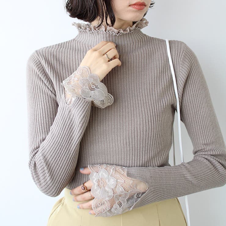 レース付ハイネックリブニットトップス | GeeRA | 詳細画像31 