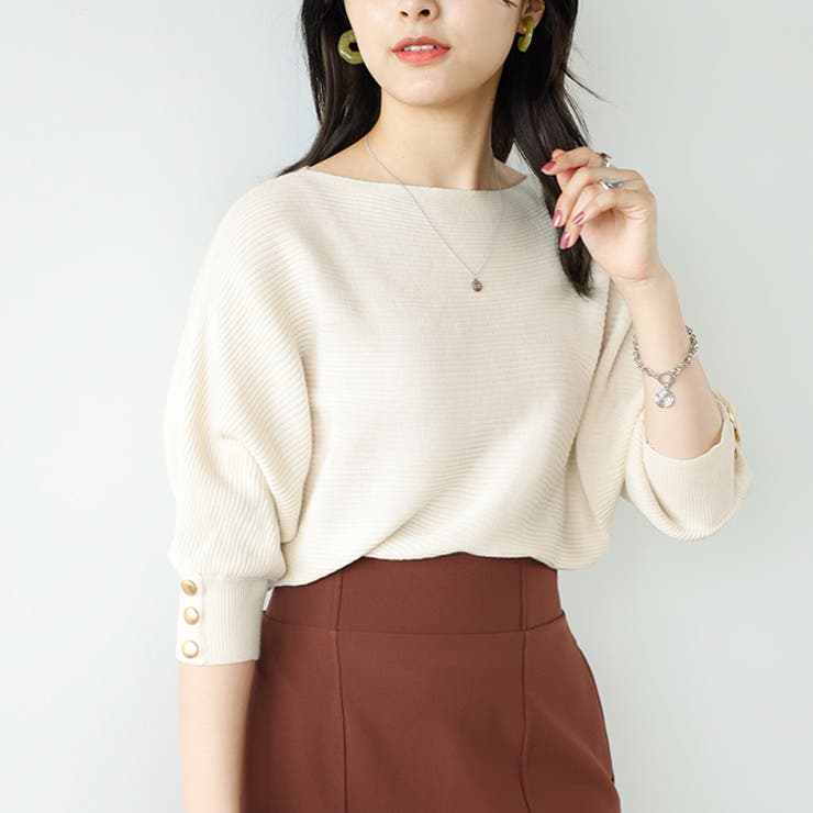 袖ボタン付ドルマンニットトップス | GeeRA | 詳細画像10 