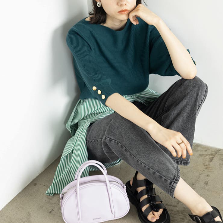 袖ボタン付ドルマンニットトップス | GeeRA | 詳細画像25 