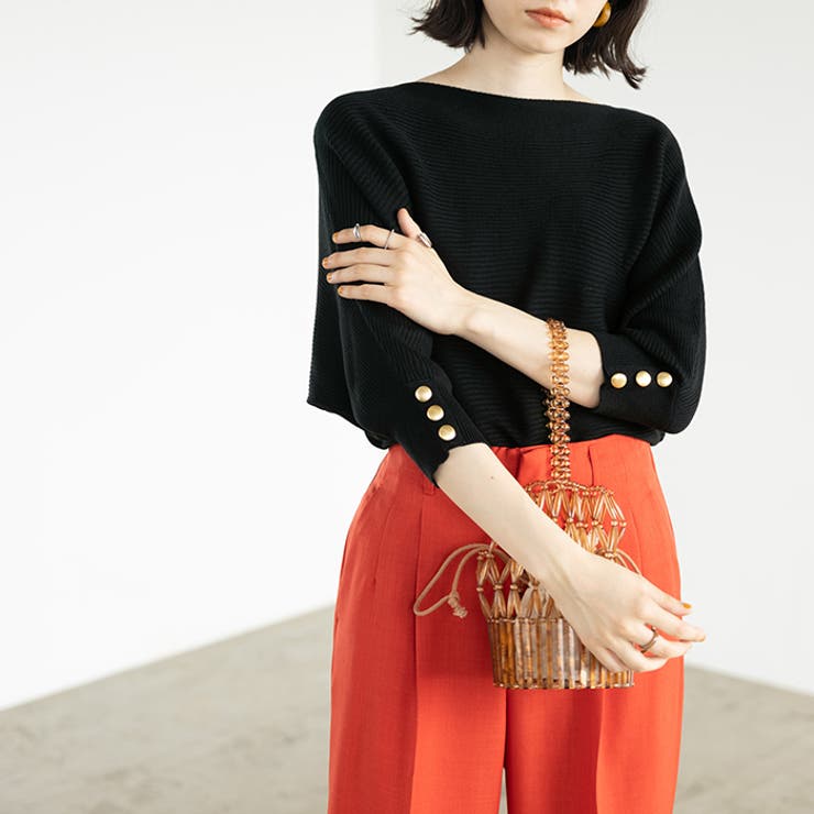 袖ボタン付ドルマンニットトップス | GeeRA | 詳細画像4 