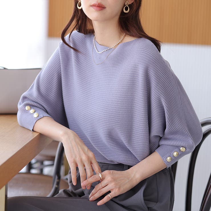 袖ボタン付ドルマンニットトップス | GeeRA | 詳細画像53 