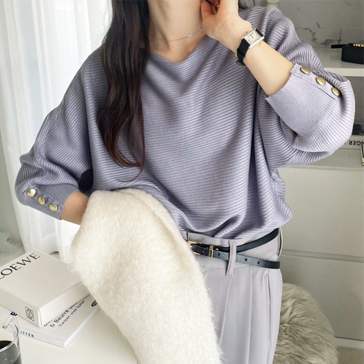 袖ボタン付ドルマンニットトップス | GeeRA | 詳細画像59 