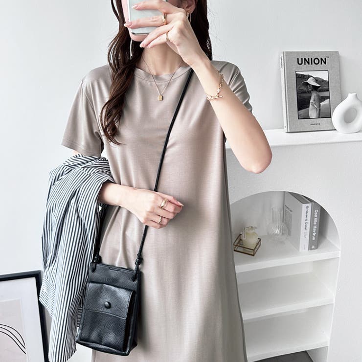 フレアーシルエットロングワンピース 接触冷感 夏服[品番