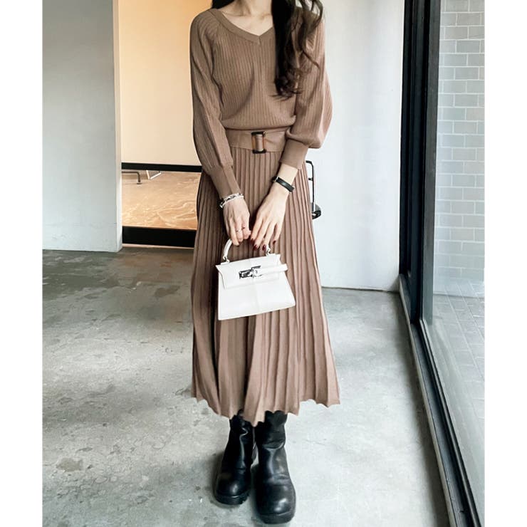 前後2WAYプリーツニットワンピース[品番：GERW0000037]｜GeeRA