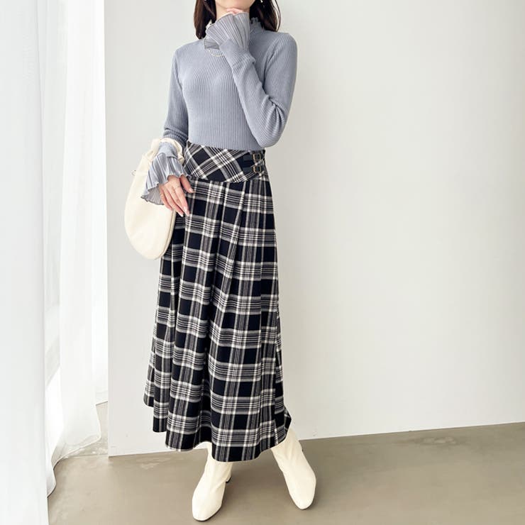 プリーツ付ハイネックリブニットトップス | GeeRA | 詳細画像35 