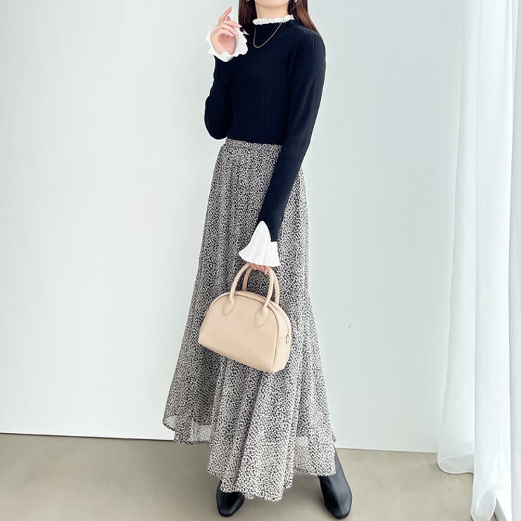 プリーツ付ハイネックリブニットトップス | GeeRA | 詳細画像50 