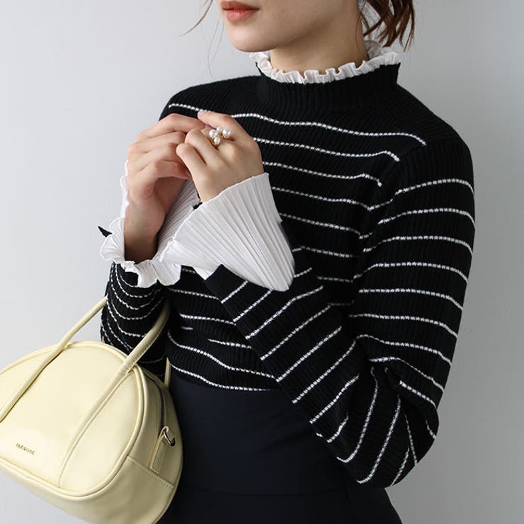 プリーツ付ハイネックリブニットトップス | GeeRA | 詳細画像61 