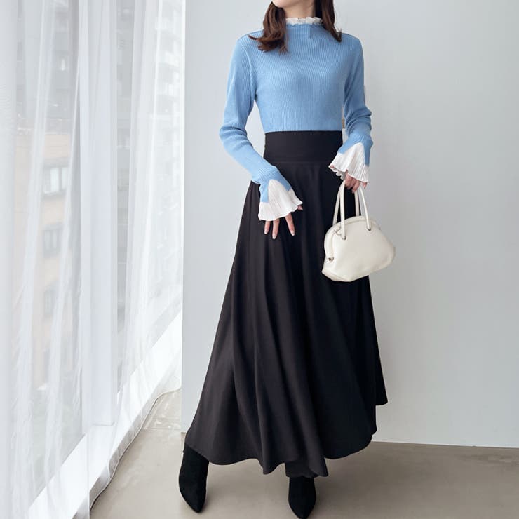 プリーツ付ハイネックリブニットトップス | GeeRA | 詳細画像67 