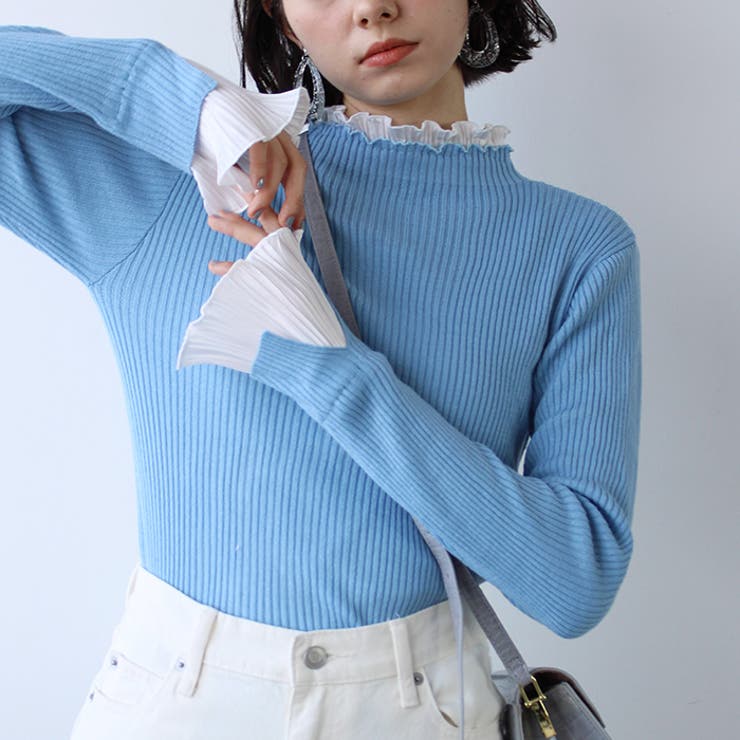 プリーツ付ハイネックリブニットトップス | GeeRA | 詳細画像68 