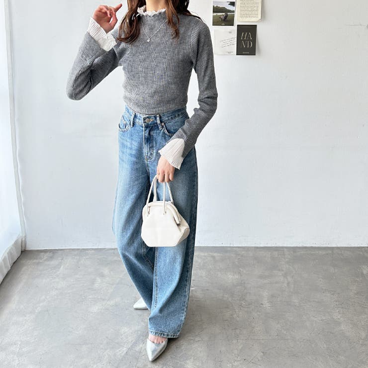 プリーツ付ハイネックリブニットトップス | GeeRA | 詳細画像71 