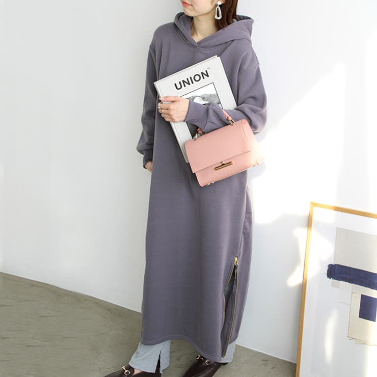 裏起毛裾ファスナーパーカーワンピース（ロング丈） | GeeRA | 詳細画像31 