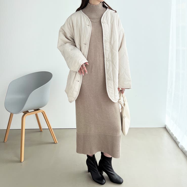 バックスリットタートルニットワンピース[品番：GERW0000064