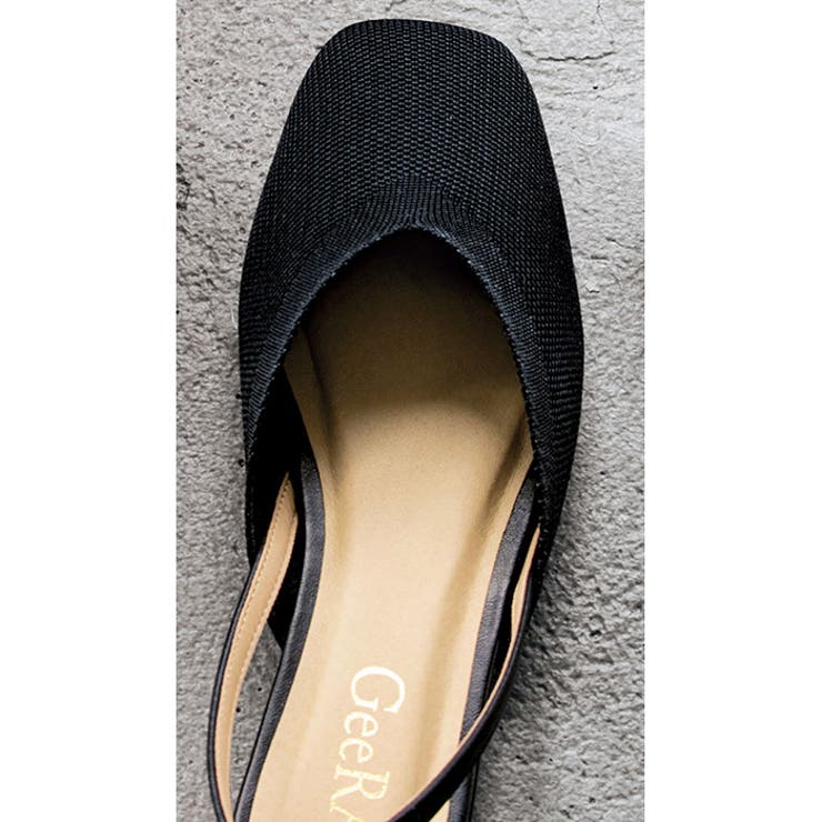 黒ニット | スクエアトゥバックバンドパンプス | GeeRA