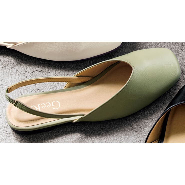 グリーン | スクエアトゥバックバンドパンプス | GeeRA